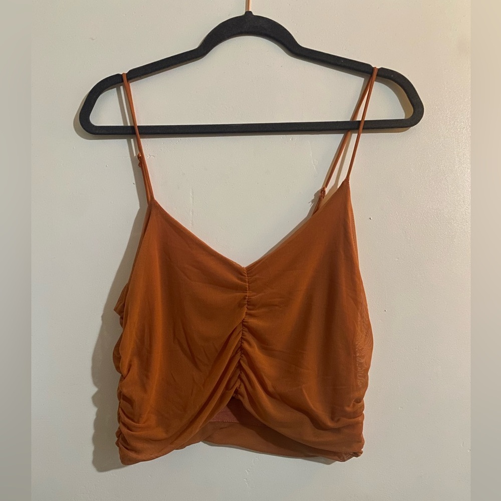 Two piece outfit, orange color, size large